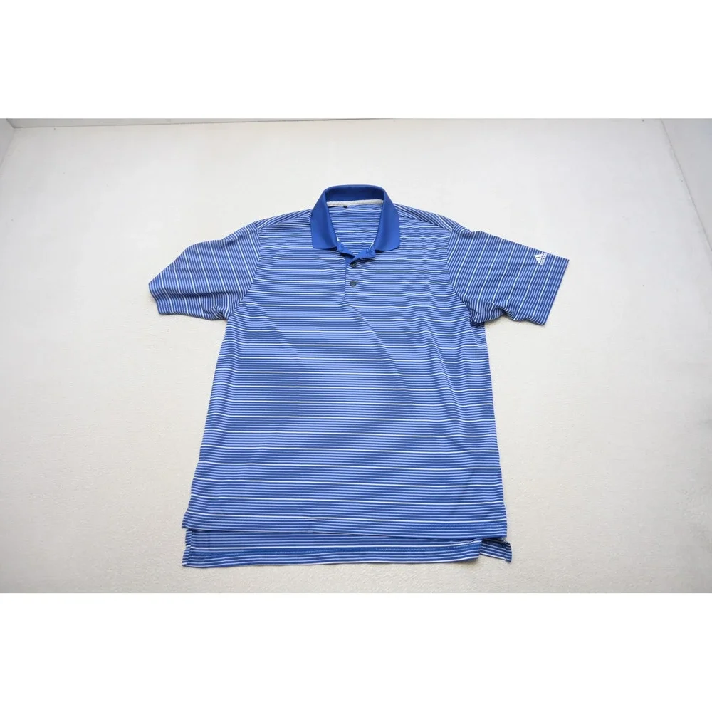 Adidas Golf Polo Shirt Mens Large Striped‎ Short Sleeve Athletic Performance EUC